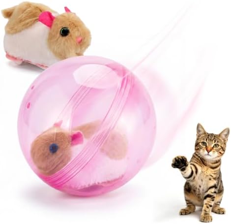 BAUFIX 2026 Upgraded Self-Rolling Interactive Cat Ball (Pink, Hamsters B)