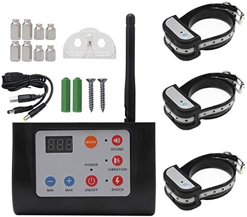 Dog Fence Wireless & Training Collar 2 in 1 System,Safe Outdoor Electric Pet Containment System,Beep/Vibration/Shock Collars with Remote, Waterproof and Rechargeable Transmitter and Collar,for3dogs