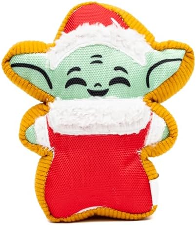 Star Wars Squeaky Plush Dog Toy for Large, Medium & Small Dogs, Holiday Grogu Santa Cookie Replica