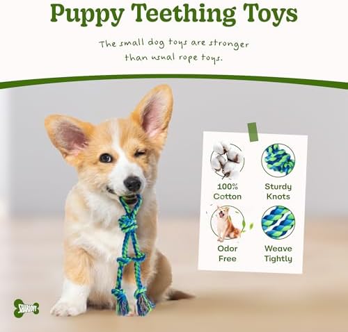 2 Pack Dog Rope Toy for Small Dogs, Durable Cotton Puppy Teething Toys