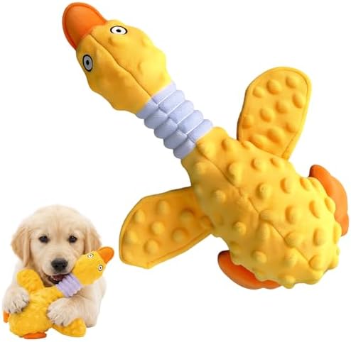 Duck Dog Squeak Toy for Aggressive Chewers, 2026 New Yellow Duck Dog Squeak Toys, Indestructible Toy with Built-in Squeaker for Boredom Relief, Large, Medium,Small Breed to Keep Them Busy