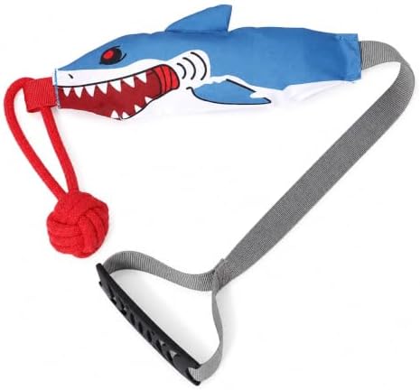 Shark Dog Tug of War Toy, Interactive Squeaky Rope Chew Toys for Dogs