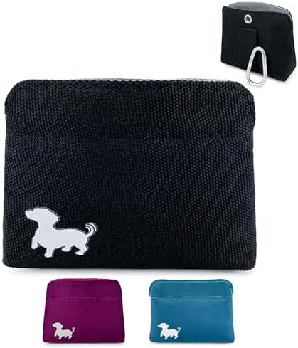 Extra Small Dog Treat Pouch – Slim Magnetic Pocket Dog Treat Bag for Walking & Training – Discreet Clip On Treat Pouch for Leash, Waistband or Pocket – Mess Free Storage (Black/Gray)