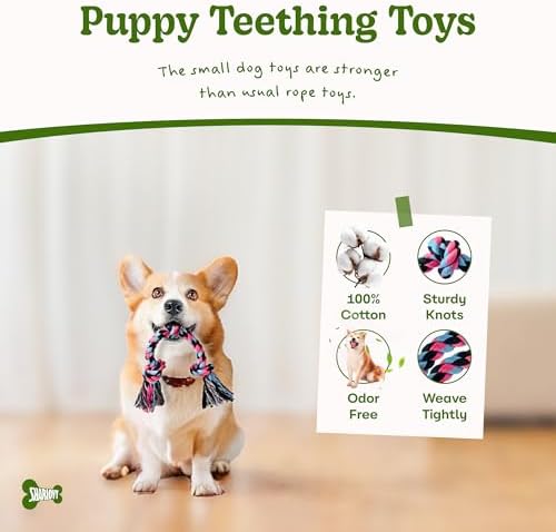 SHARLOVY Puppy Rope Toy, Dog Rope Toy for Small Dogs, Puppy Teething Toys