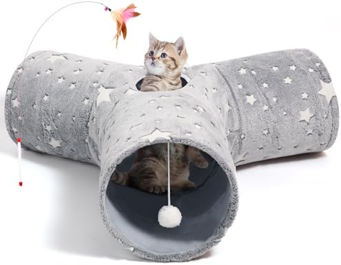 Tempcore 3-Way Cat Tunnel Toy, Collapsible, Self-Luminous Tube for Cats