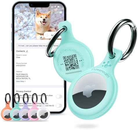 Smart Pet Tracker Holder Compatible with AirTag, for AirTag Holder Dog&Cat Collar with QR Code, Case&ID Tag in One & with Modifiable Pet Online Profile, Instant Pet Location Alert