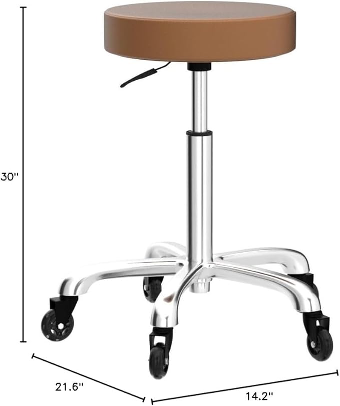 Rolling Salon Stool Swivel Chair with Wheels Height Adjustable Hydraulic for Hair Salon Beauty Facial Massage Spa Tattoo Medical Home Office (Camel)