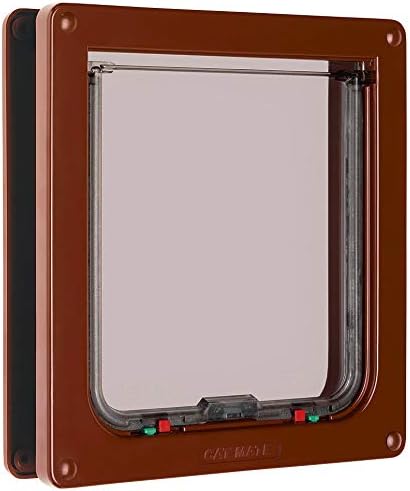 Cat Mate Large Cat & Small Dog Flap, Secure 4-Way-Locking Mechanism, Brown | Draught & Weather-Resistant, Silent action, Suitable for Internal & External Installation, Set a Night-Time Curfew,