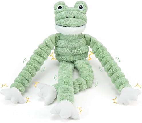 PrimePets 27” Plush Squeaky Dog Toys for Medium Large Dogs, Frog Dog Toy
