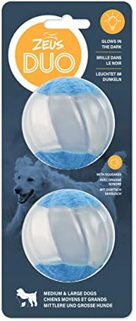 ZEUS Duo Balls with Glow in The Dark & Squeaker Interactive Dog Toys, Large