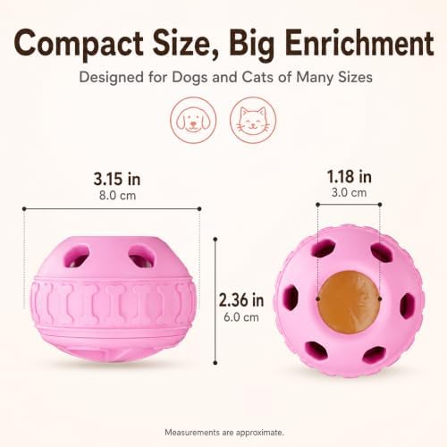 Frozen Treat Dog Toy Set with Freezer Tray, Interactive Rubber Chew Toy, Treat Ball Holder for Licking & Chewing, Dog Enrichment Toy to Keep Dogs Busy (Pink)