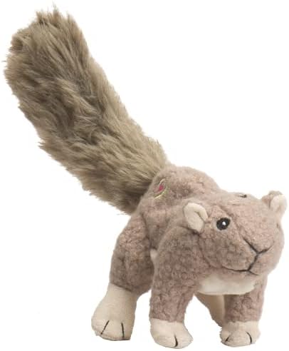 HuggleHounds Plush Dog Toy - Fuzzy Dog Toy, Squeaky Soft Fleece, Interactive Durable Stuffed, for Small and Large Breeds with Squeaker - Feller Squirrel, Small
