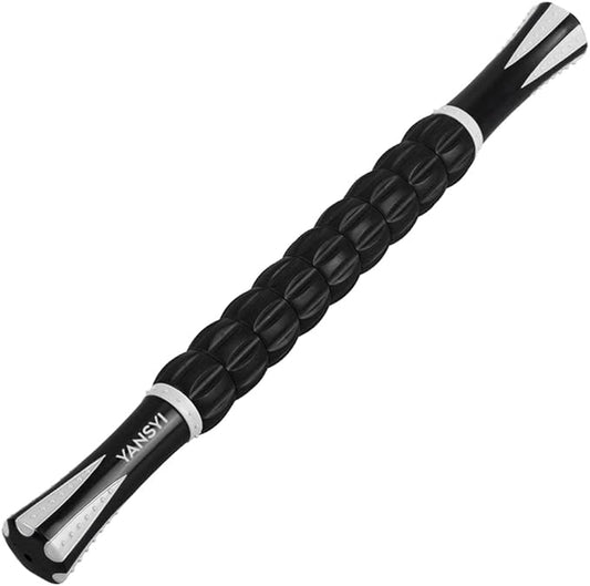 YANSYI Professional Muscle Recovery Roller - 9-Roller Deep Tissue Massage Stick for Post-Workout Soreness, Leg & Back Pain Relief - Portable Physio Tool for Athletes. (White)