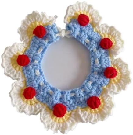 Pet Collars 10 Pcs Pet Floral Edge Knitted Bib Collar for Cats Dogs Cute Scarf Necklace