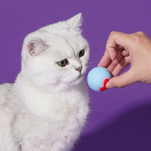 ZEZE Sweetie Smart Auto-Rolling Cat Ball Toy with LED Heart Light, USB Rechargeable, Interactive, 2-Mode Rolling, Obstacle Avoidance, Quiet Motor, Silicone Shell, Self-Play Toy for Cats and Kittens