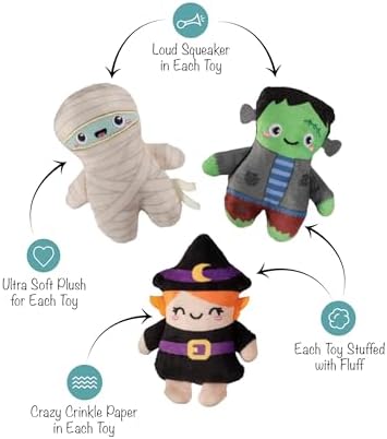 Fringe Studio Pet Toy, Ghouls Wanna Have Fun Plush Dog Toy 3 PCS Set,Pet Shop Collection (662192)