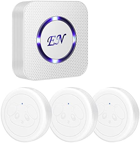 Dog Door Bell Wireless Doggie Doorbells for Potty Training with Waterproof Touch Button Dog Bells Included 1 Receiver and 3 Transmitters (White)