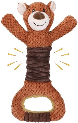 Letsmeet Squeaky Dog Toys - Plush Tug of War with Crinkle Paper, Interactive Pull Toy for Puppies to Large Dogs