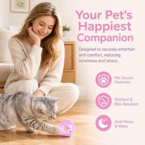 2026 New Self-Rolling Interactive Cat Ball Realistic Animal Automatic Moving Rolling Cat Ball 360° Rolling Spin Moving Cat Ball Fun Indoor Interactive Pet Ball for Cats Dogs Chasing (Blue)