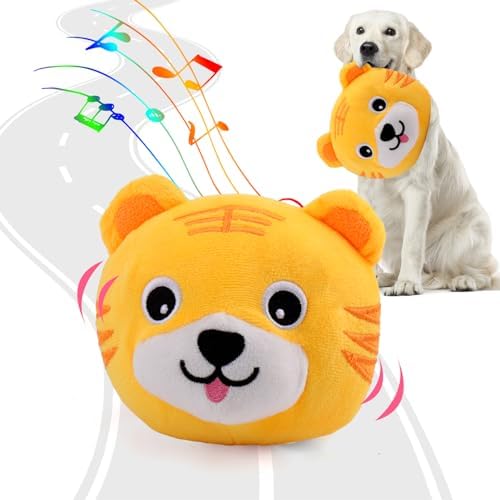BABORUI Interactive Dog Toys Tiger, Jumping Squeaky Dog Toys with Recording and Music Modes, Rechargeable Moving Dog Chew Toys for Small/Medium/Large Dogs to Keep Them Busy(Tiger)