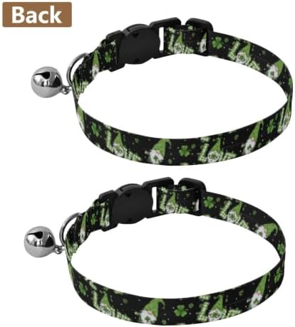 2 Pack Cat Collar Checkered Letters Gnomes Breakaway Cat Collars with Bell, Adjustable Length 10.6" to 17.1"