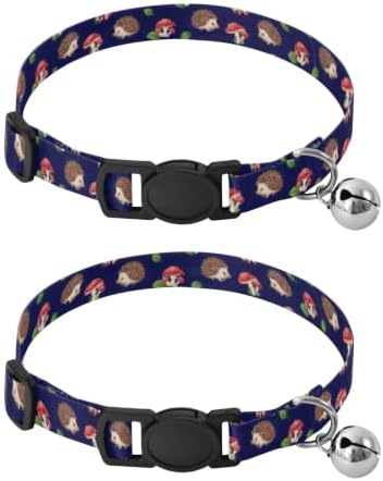 Cute Hedgehogs Navy Blue Adjustable Buckle Kitten Collars 2 Pack Pet Collars for Cats