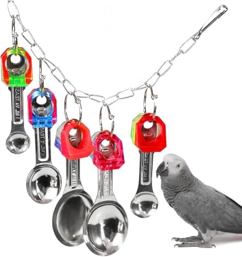 Bird Chew Toys, Parrot Toys, Spoon&Ring Toy for Small/Medium Birds
