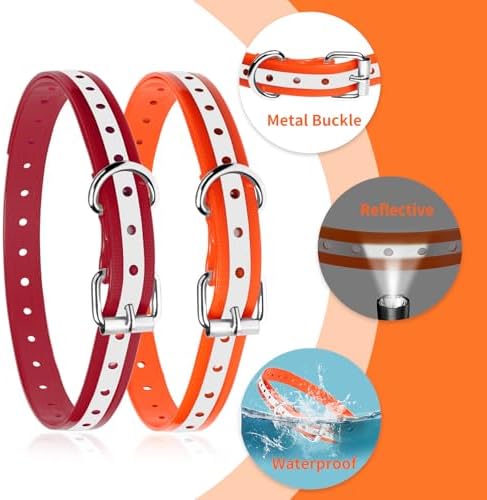 Shock Collar Replacement Strap for Most of Training Collar, 3/4 Inch Dog Collar Replacement for Shock and Bark Collar, Adjustable Reflective TPU Collar Strap - 2 Pack