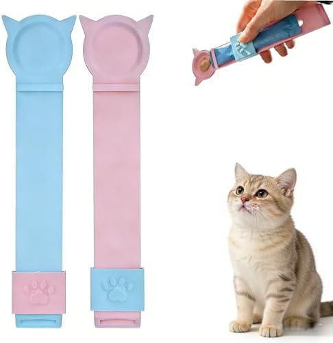 2PCS Cat Treat Spoon Squeeze with Can Opener,2-in-1 Multi Function Cat Strip Feeder Spoon,Easy Feeding Spoon for Licky Treats, Cat Treat Dispenser for Wet Food,Suitable for Churu Lickable Treat