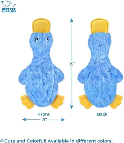Best Pet Supplies Interactive Squeaky Dog Toy - Crinkle Duck Set | Pack of 3, Stuffing Free Body, Soft, Squeaks & Crinkles, No Mess, Perfect for Moderate Chewers, Toss and Fetch Play