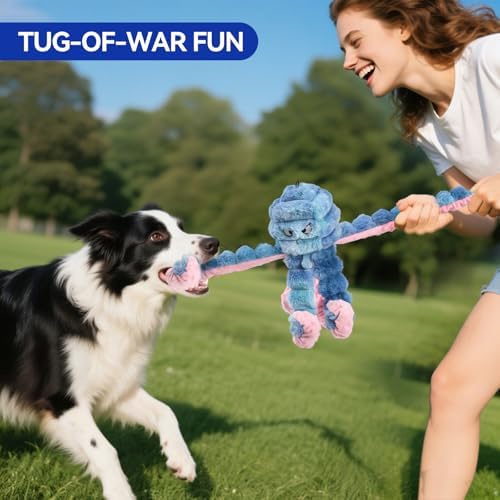 LIFLIX Squeaky Octopus Dog Toy, Large Soft Plush Toy for Indoor Dogs, Interactive Dog Toy to Keep Them Busy, Not for Aggressive Chewers, Blue