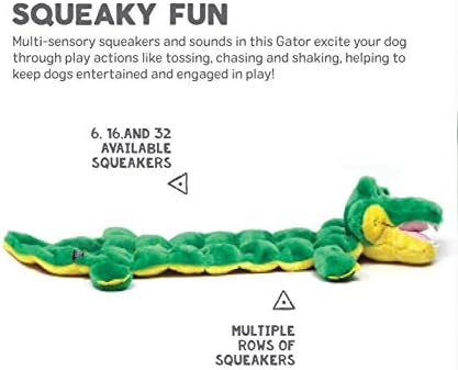 Outward Hound Squeaker Matz Plush Gator Dog Toy, 16 Squeakers, XL, 27"