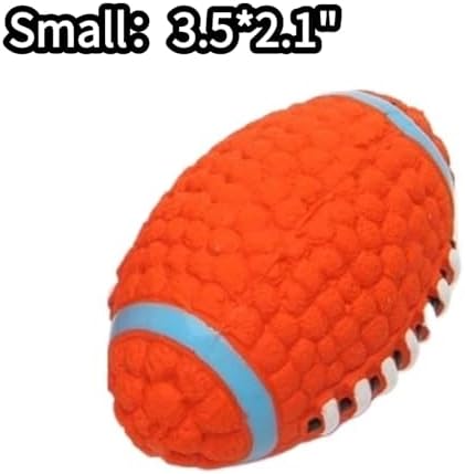 Squeaky Chew Dog Toys Interactive Sports Balls with Squeaker Soft Latex Rubber Bouncy Fetch Ball Toy (Soccer, Volleyball, Football, Tennis) for Puppy & Dog (Football,Small)