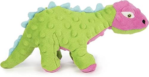 goDog Dinos Spike Squeaky Plush Dog Toy, Chew Guard Technology - Green, Small