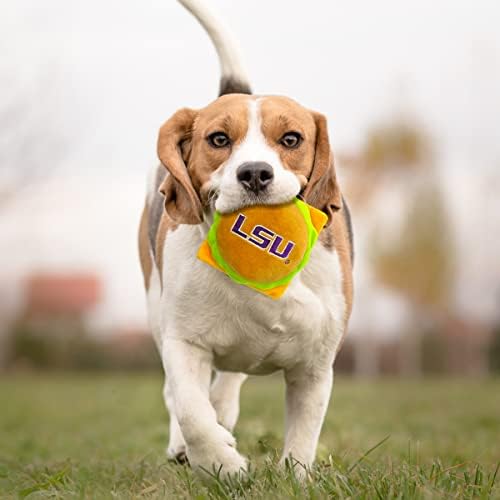 Pets First NCAA LSU Tigers Cheese Burger Plush Dog & CAT Squeak Toy - Cutest Stadium HAMBERGER Snack Plush Toy for Dogs & Cats with Inner Squeaker & Beautiful Football/Basketball Team Name/Logo