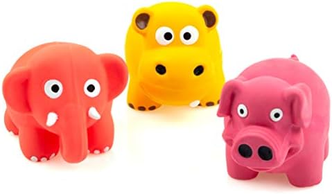 CHIWAVA 3PCS 3.2'' Squeak Latex Puppy Toy Standing Animal Set for Small Dog