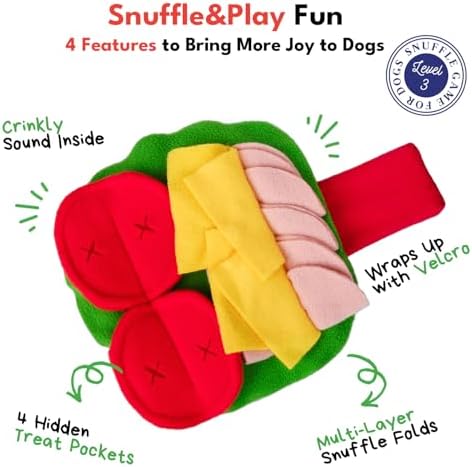 CHEWFFON Interactive Snuffle Dog Toy, Enrichment Treat Hiding Puzzle