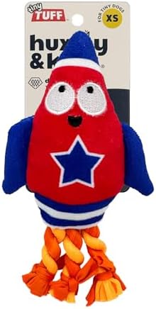 Huxley & Kent Funny Dog Toy w/Squeaker – Power Plush Squeaky Dog Toys for Small Dogs – Durable Small Stuffed Animal for Indoor Play & Fetch - Tiny Tuff Rocket Man