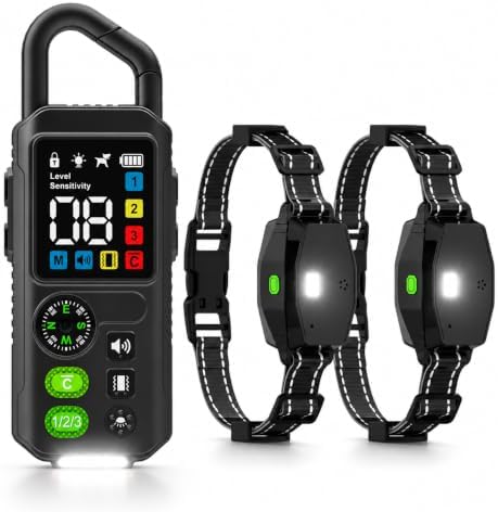 2-in-1 Dog Shock Collar & Bark Collar for 2 Dogs with Remote, 10-100lb