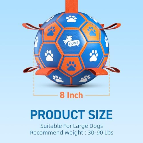 QDAN Dog Ropes Toys, Soccer Ball with Straps, Tug Toy, Dog Birthday Gift