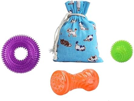 Ycozy 3 Pack Dog Squeaky Toys for Small/Medium Dogs Aggressive Chewers TPR Rubber Dog Chew Toys Puppy Teething Toys Resistant Storage Bag Included