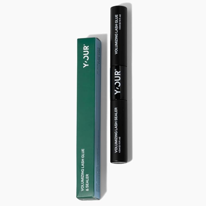 Y’OUR Voluminizing Lash Glue & Sealer: Waterproof, Long-Lasting Adhesive for Falsies & Clusters; Natural Look, No Irritation, Latex-Free, DIY Eyelash Extension at Home