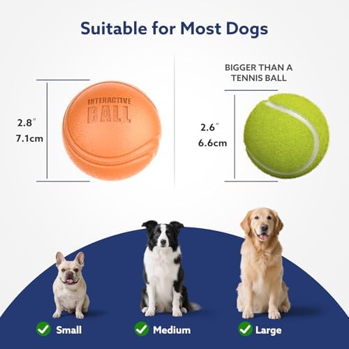 AIPERRO Interactive Dog Toys Ball, Smart Action Activated Rechargeable Pet Toy, TPU Material, IPX7 Waterproof Rating, Automatic Rotating/Bouncing/Moving, Suitable for Small/Medium Dogs-Orange