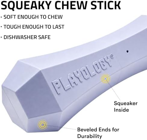 Playology Squeaky Chew Stick - Scented Dog Toy - Medium, Lamb Scent