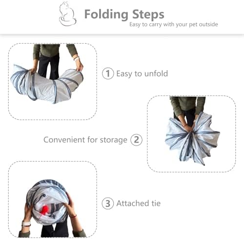Foldable H-Shaped Cat Tunnel Toy with Interactive Playing Balls - 4 Exits for Cats, Kittens, Rabbits & Small Pets Collapsible Play Tube for Indoor Fun & Exercise