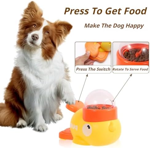 Duck Cat Treat Dispenser, Interactive Button-Operated Slow Feeder with 3 Grain Bin Covers, Puzzle Toy for IQ Training & Mental Stimulation (White)