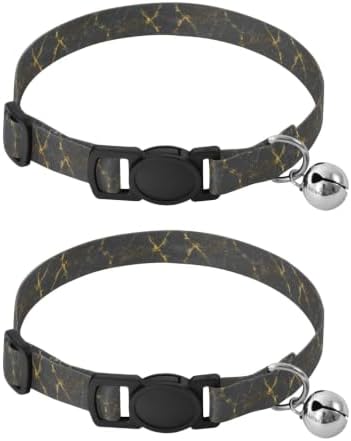 Gray Marble Gold Yellow Easy to Wear Pet Collars 2 Pack Collar for Puppy
