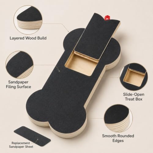 Nail Scratch Board with Treat Box, Bone Shape Scratch Pad for Dogs，1PC