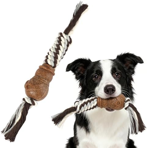 Dog Chew Toys for Aggressive Chewers – Puppies & Adults, Multiple Textures & Rope， ndestructible Tough Durable Interactive Dog Toys， Brown Snowman