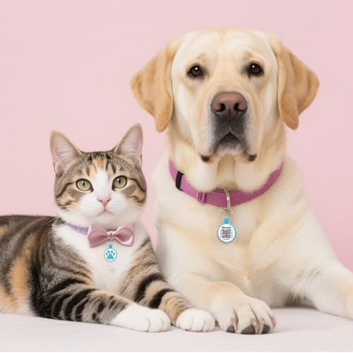 Personalized Dog Tag, Laser Engraving QR Code, Silicone Dog ID Tag, Pet Online Profile, Scan QR Code Send Location, Collar Harness Accessories (Medium to Large Breeds - 1.25", Blue)